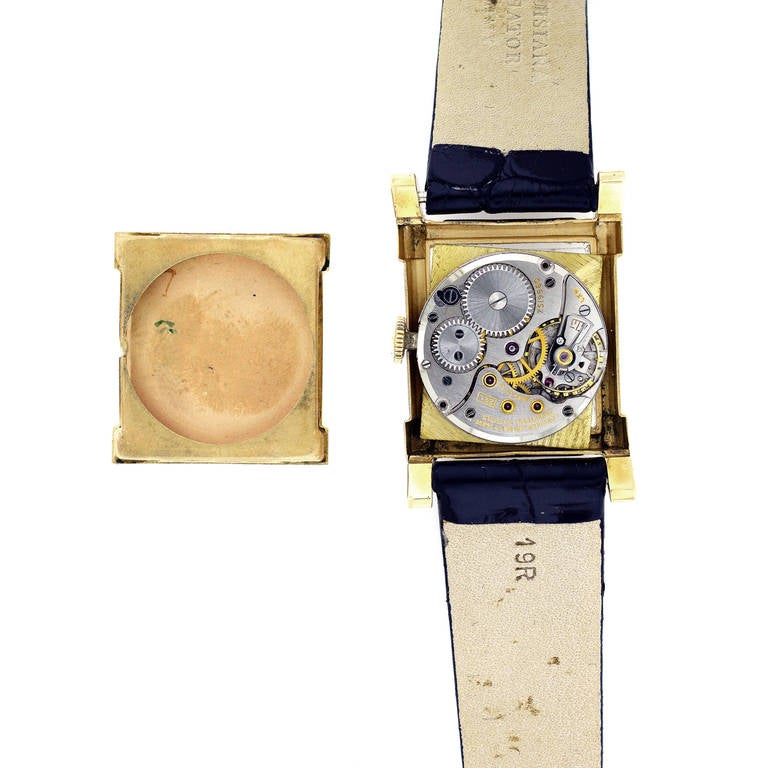 Men's Longines Tiffany & Co. Yellow Gold Rectangular Wristwatch 