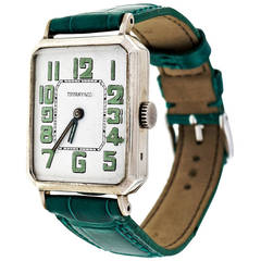Tiffany & Co Silver Octagonal Hinged Wristwatch