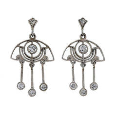Diamond Platinum Dangle Earrings 6