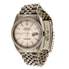 Retro Rolex Stainless Steel White Gold Datejust Wristwatch Ref 16220