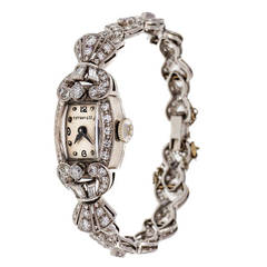 Hamilton Lady's Platinum and Diamond Wristwatch circa 1940s Retailed by Tiffany 3