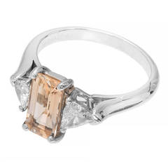 Natural Light Orange Sapphire Diamond Platinum Ring 11