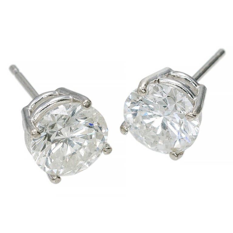 Diamond Basket Stud White Gold Earrings