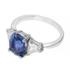 Peter Suchy Designs Cushion Cut Cornflower Blue Sapphire Diamond Platinum Ring