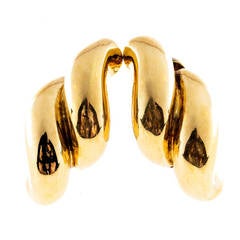 Tiffany & Co. Yellow Gold Double Swirl Link Clip Post Earrings 2