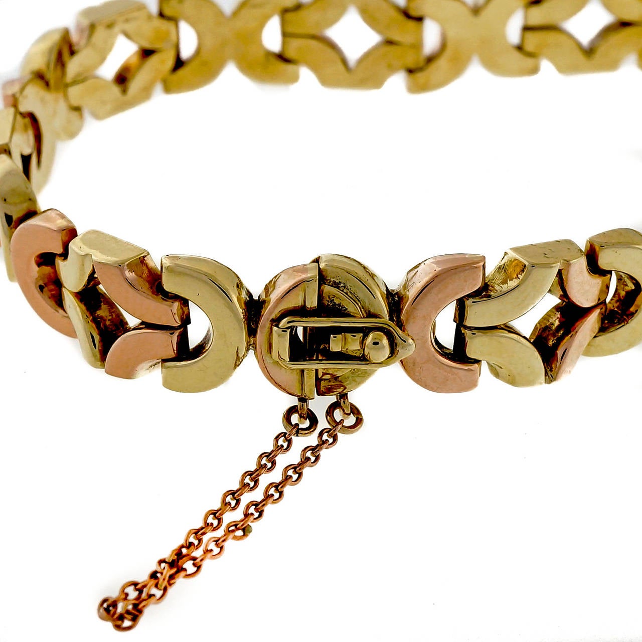 Retro Art Deco Gold Hinged Link Bracelet In Good Condition In Stamford, CT