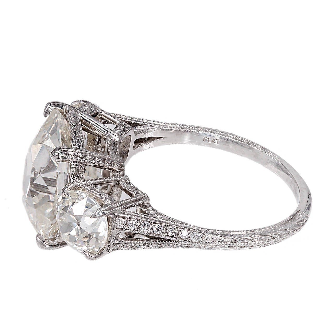 old mine cushion cut diamond ring