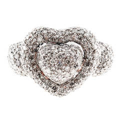 Domed Diamond White Gold Heart Ring 7
