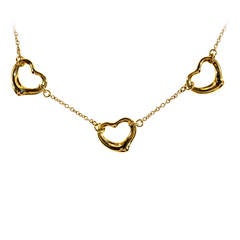 Tiffany & Co. Elsa Peretti Yellow Gold Five Heart Necklace