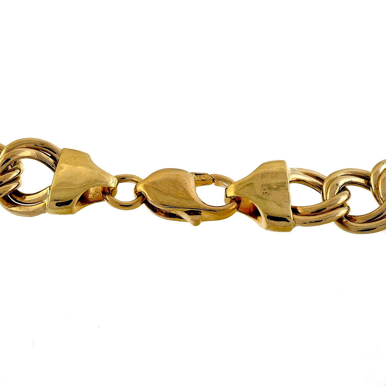 Double Swirl Yellow Gold Chain Link Necklace im Zustand „Gut“ in Stamford, CT