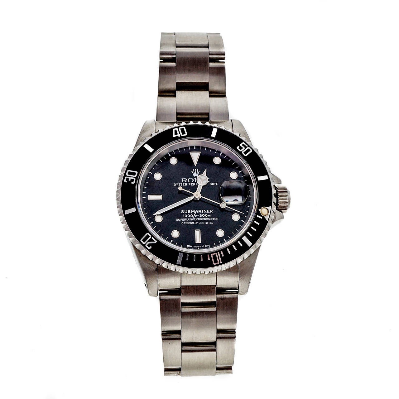 Fantastic condition almost as new classic Rolex Submariner model 16610 has proven to be the durable work horse of the submariner line. Case, band, crystal and insert all excellent.

Stainless Steel 
Length: 47mm 
Width: 38mm 
Bracelet width at