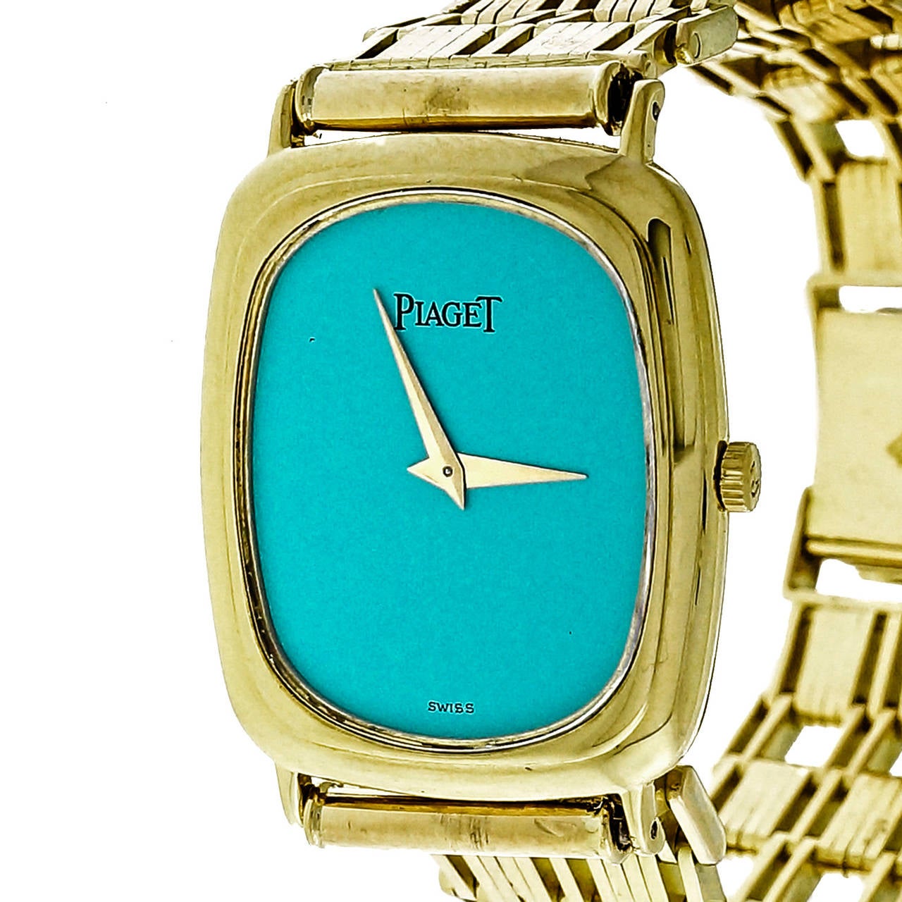 Piaget Lady's Yellow Gold Wristwatch With Custom-Colored Dial In Good Condition In Stamford, CT