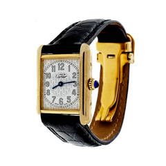 Vintage Cartier Gilt Silver Vermeil Must de Cartier Tank Wristwatch
