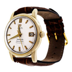 Retro Omega Yellow Gold Seamaster Wristwatch with Date Retailed by Tiffany & Co.