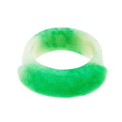 Vintage Natural Jadeite Jade Hololith Ring