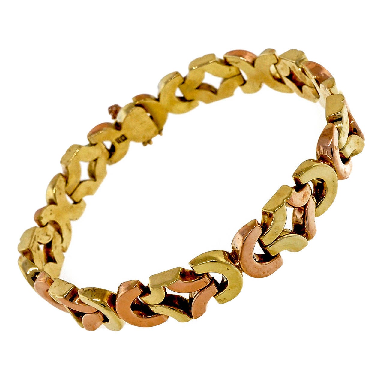 Retro Art Deco Gold Hinged Link Bracelet