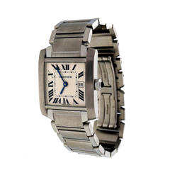 Cartier Stainless Steel Tank Francaise Mid-Size Wristwatch