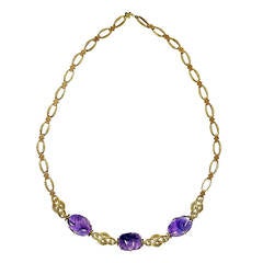 Retro Art Deco Amethyst White Gold Necklace