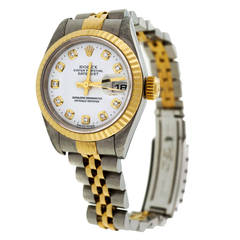 Rolex Lady's Yellow Gold and Stainless Steel Datejust Wristwatch Ref 79173