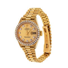 Rolex Lady's Yellow Gold and Diamond Datejust Wristwatch Ref 69138 3