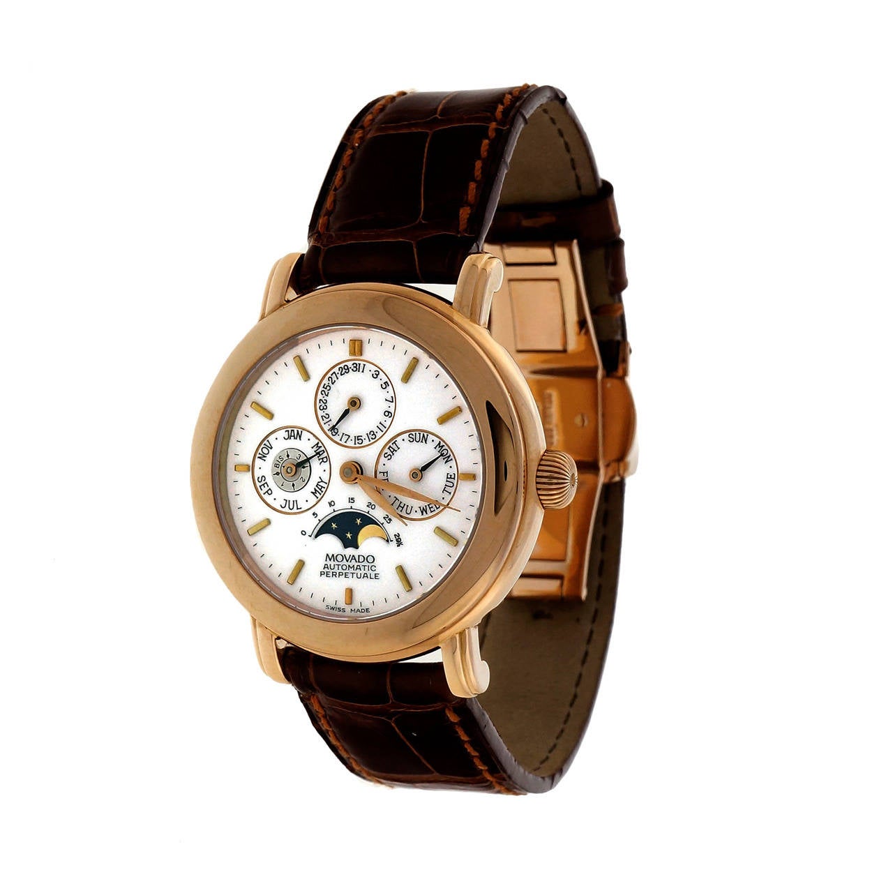 Movado Rose Gold Perpetual Calendear Moonphase Automatic Wristwatch