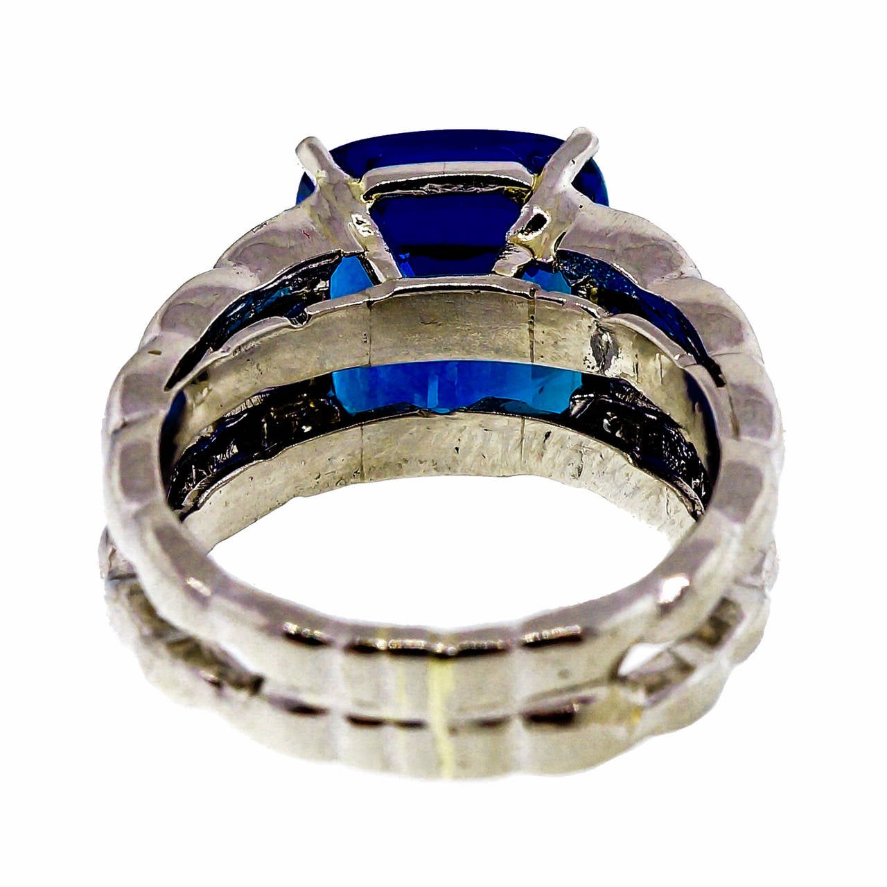 Bright Blue Tanzanite Diamond Platinum Ring 1