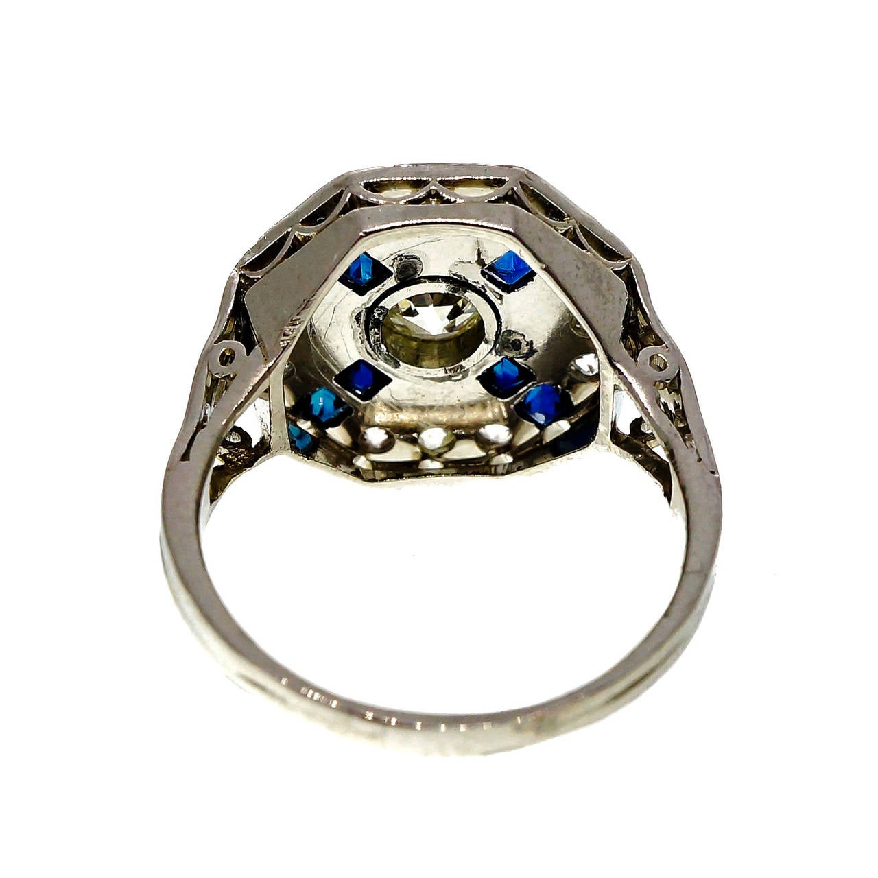 Art Deco Sapphire Diamond Platinum Ring 1