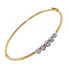 Diamond Yellow Gold Bangle Bracelet