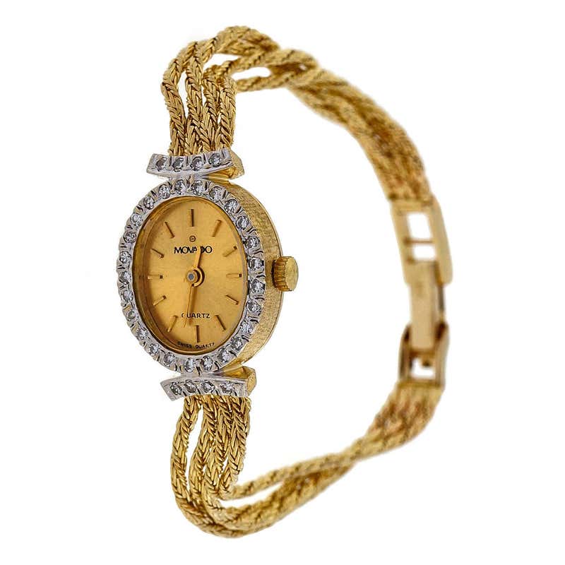 Movado Yellow Gold Diamond Vizio Wristwatch at 1stdibs