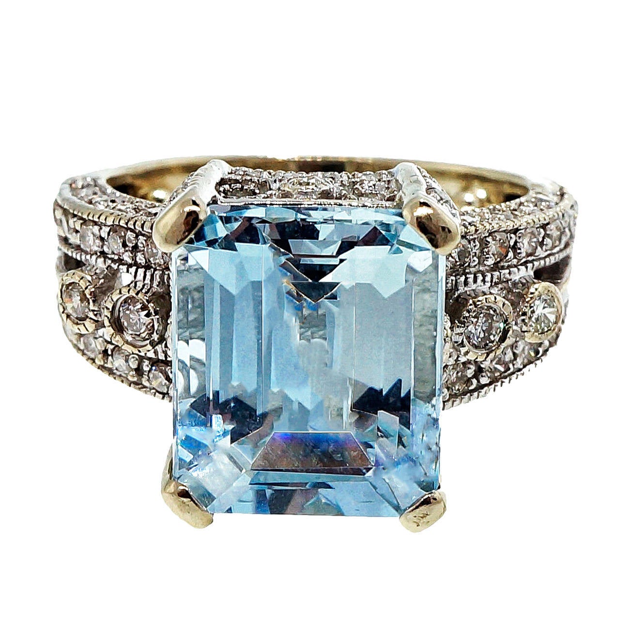 LeVian Aquamarine Diamond White Gold Ring at 1stDibs | levian ...