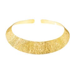 Yellow Gold Graduated Textured Collar Necklace