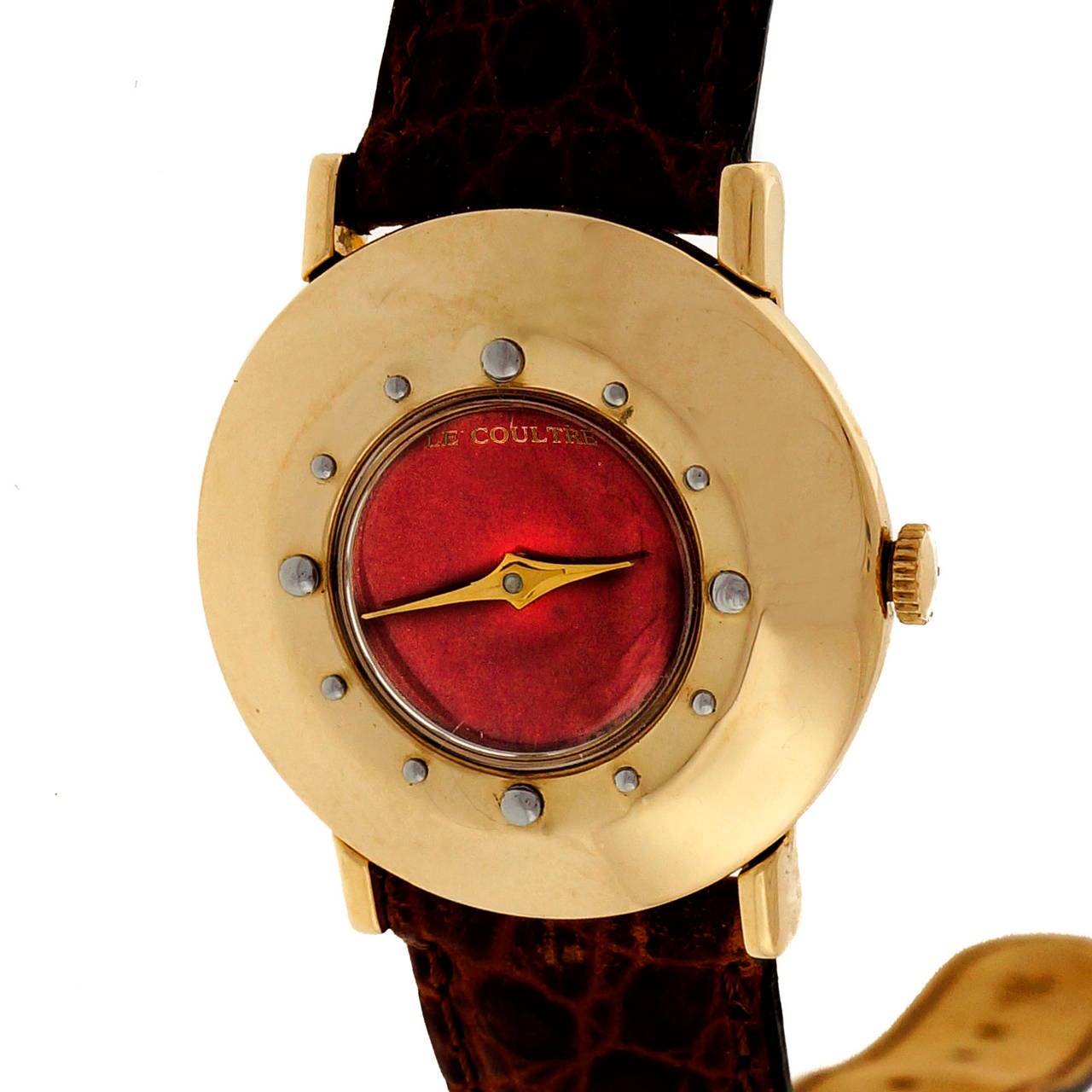 LeCoultre Lady's Yellow Gold Wristwatch with Custom-Colored Dial circa 1950s In Good Condition For Sale In Stamford, CT