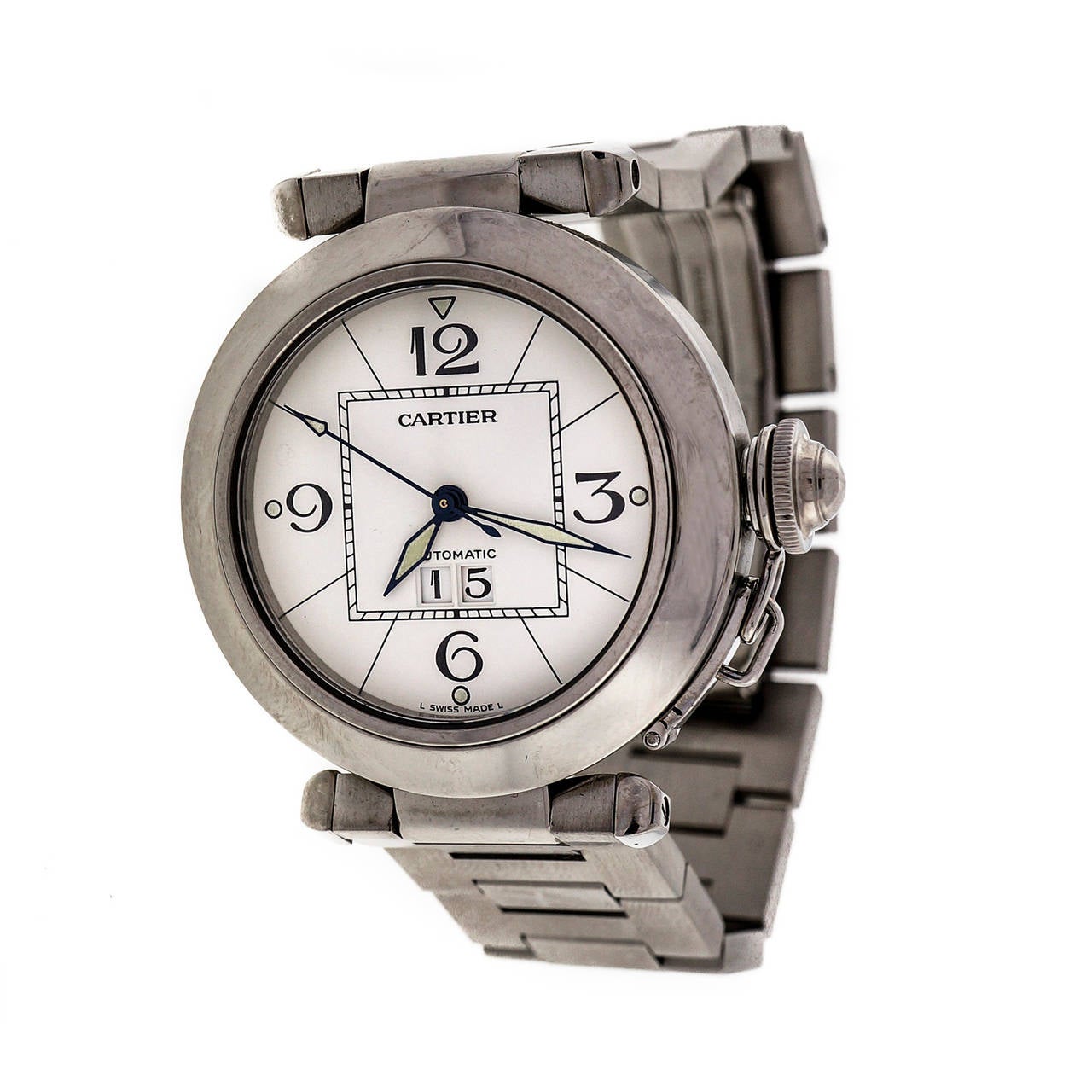 Cartier Stainless Steel Pasha Automatic Wristwatch with Date In Good Condition In Stamford, CT