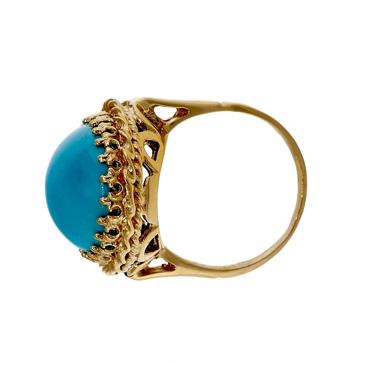 Women's Persian Natural Turquoise Pink Gold Ring
