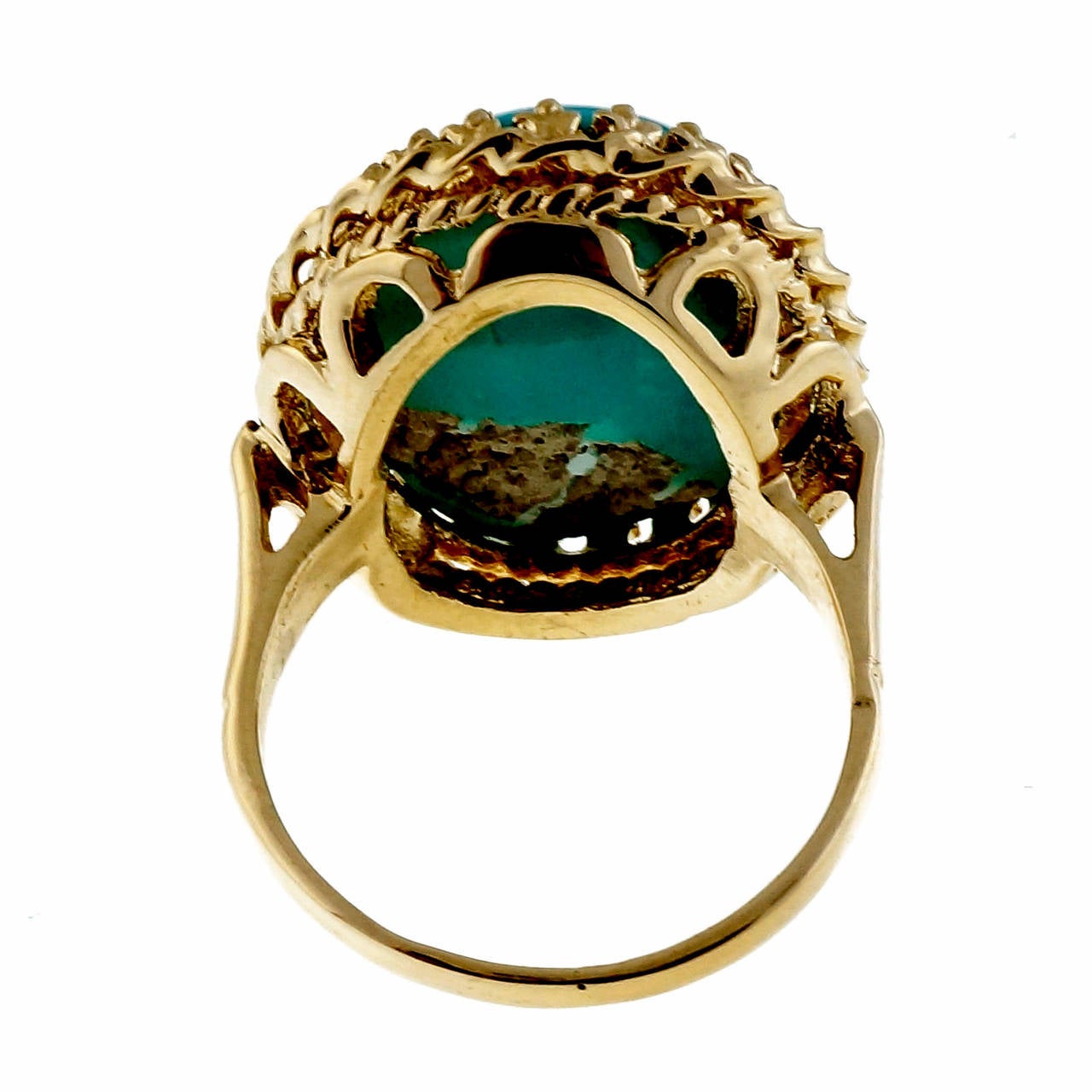 Persian Natural Turquoise Pink Gold Ring 1