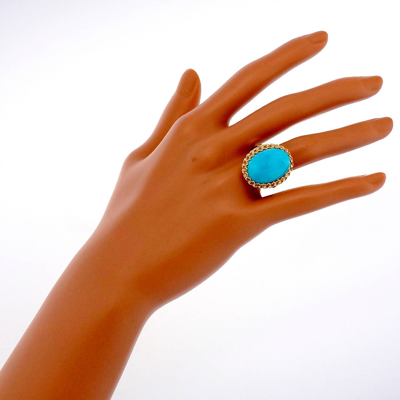 Persian Natural Turquoise Pink Gold Ring 3