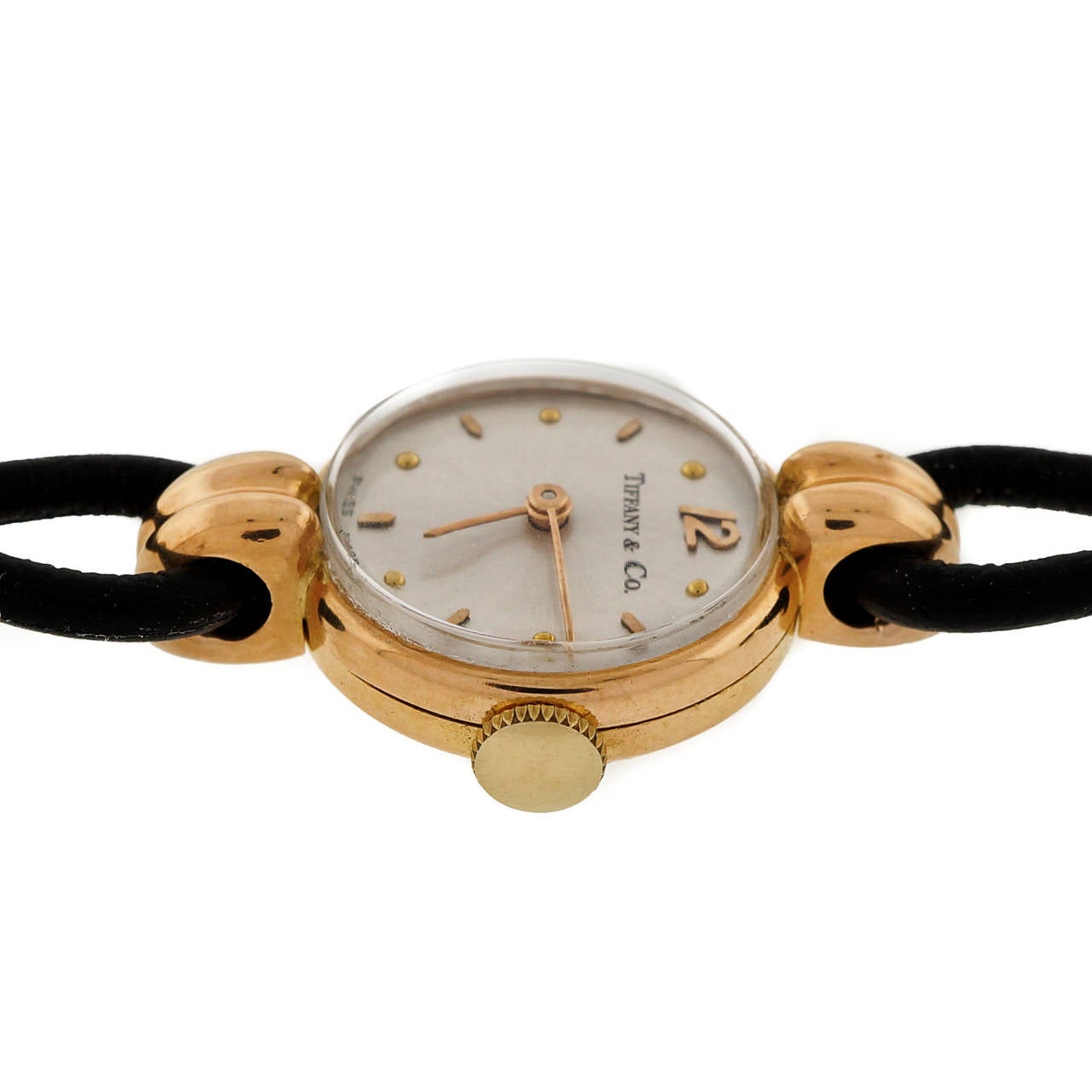 Women's Universal Lady's Rose Gold Wristwatch Retailed by Tiffany & Co circa 1940s For Sale