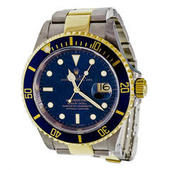 Rolex Stainless Steel and Yellow Gold Submariner Wristwatch Ref 16613
