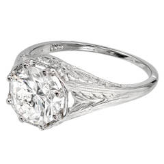 Transitional Cut Filigree Diamond White Gold Ring