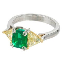 Peter Suchy Emerald Yellow Diamond Platinum Ring