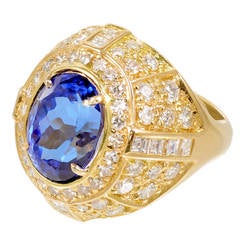 Tanzanite Diamond Yellow Gold Ring