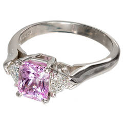 GIA Certified 1.26 Carat Natural Pink Sapphire Diamond Platinum Engagement Ring