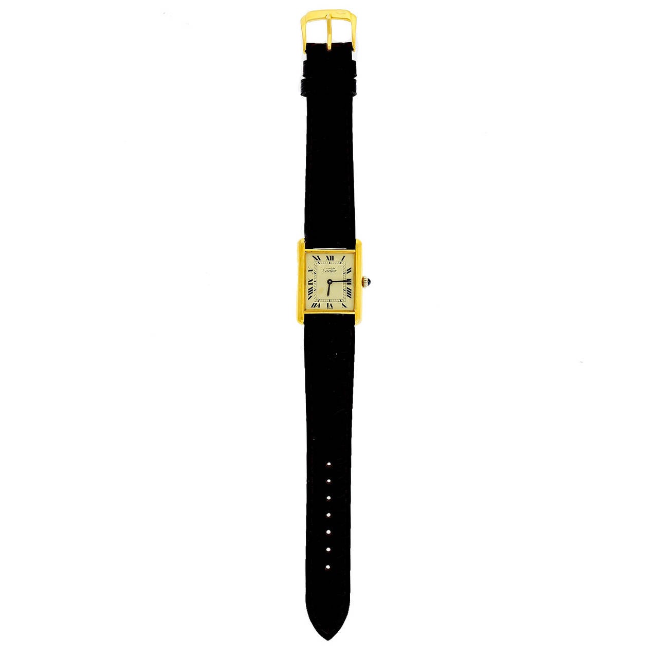 Cartier Gilt Silver Vermeil Must de Cartier Tank Wristwatch, Manual-Wind Movement, circa 1990s

Gilt silver
Length: 30.66mm
Width: 23.5mm
Case thickness: 6.58mm
Strap width at case: 18mm
Outside case: 926 Argent Cartier Paris 6023353