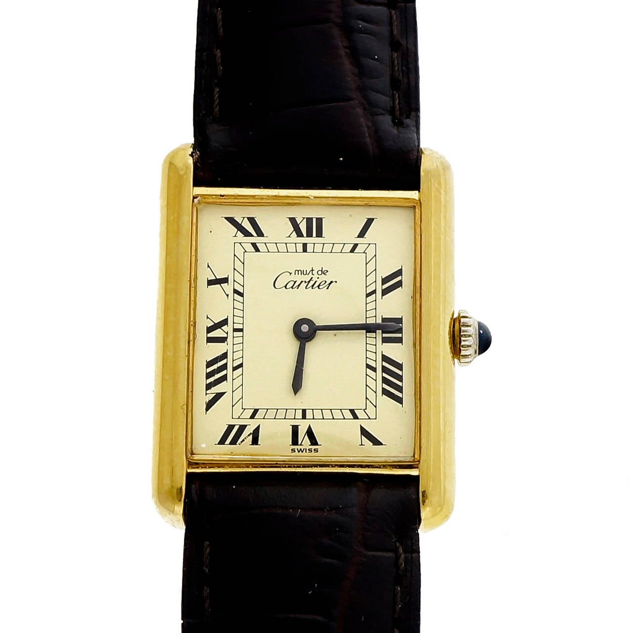 Cartier Gilt Silver Vermeil Must de Cartier Tank Wristwatch circa 1990s In Good Condition In Stamford, CT