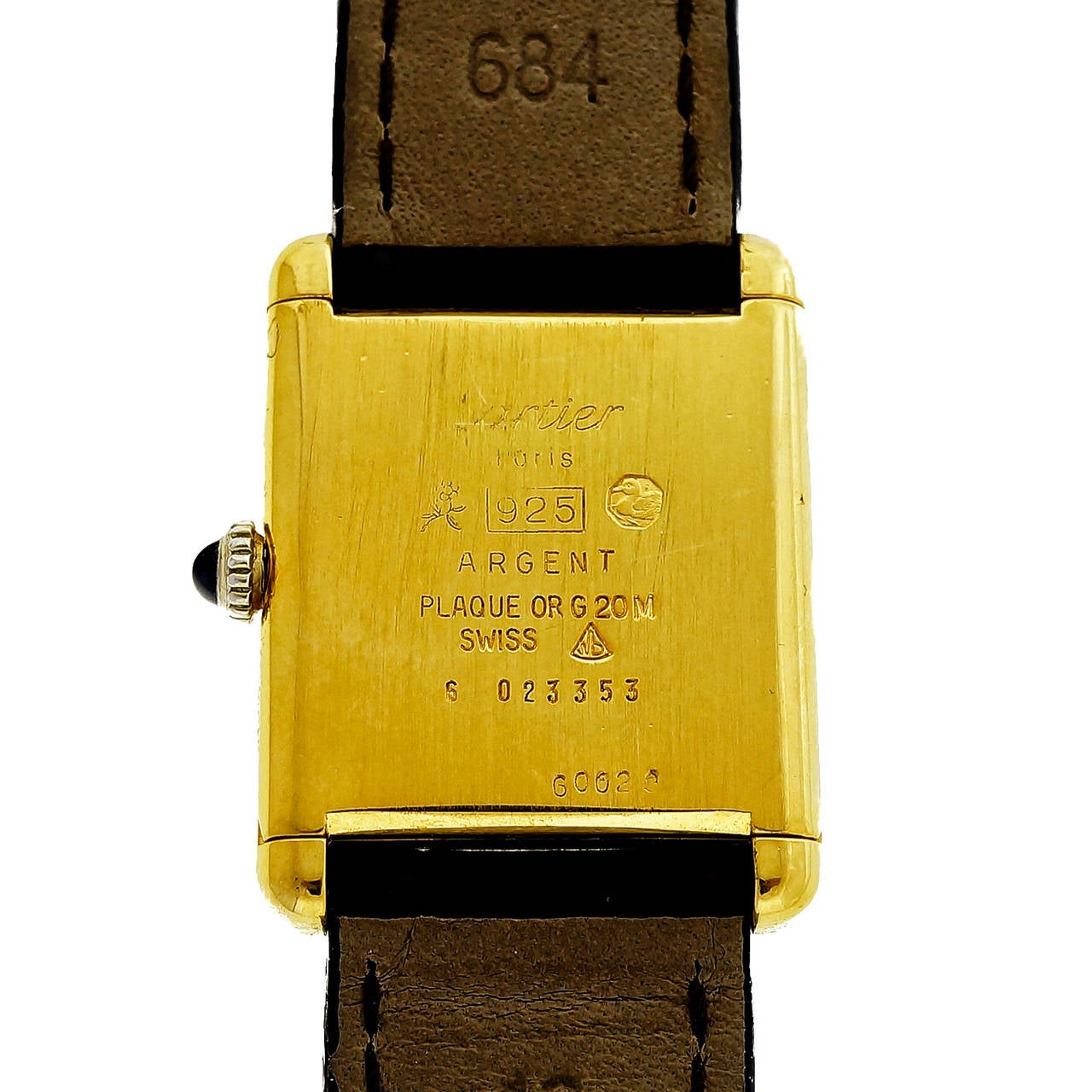 Women's or Men's Cartier Gilt Silver Vermeil Must de Cartier Tank Wristwatch circa 1990s