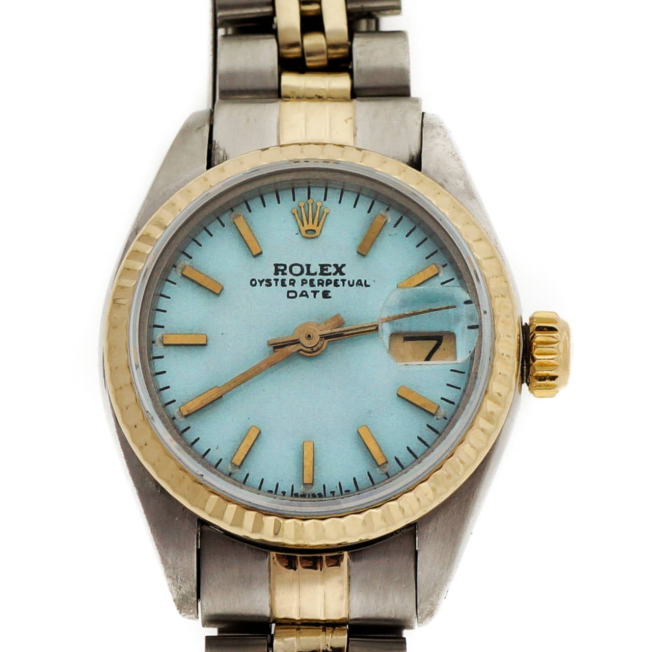 Rolex Lady's Yellow Gold Stainless Steel Oyster Perpetual Wristwatch Ref 6916 In Good Condition In Stamford, CT