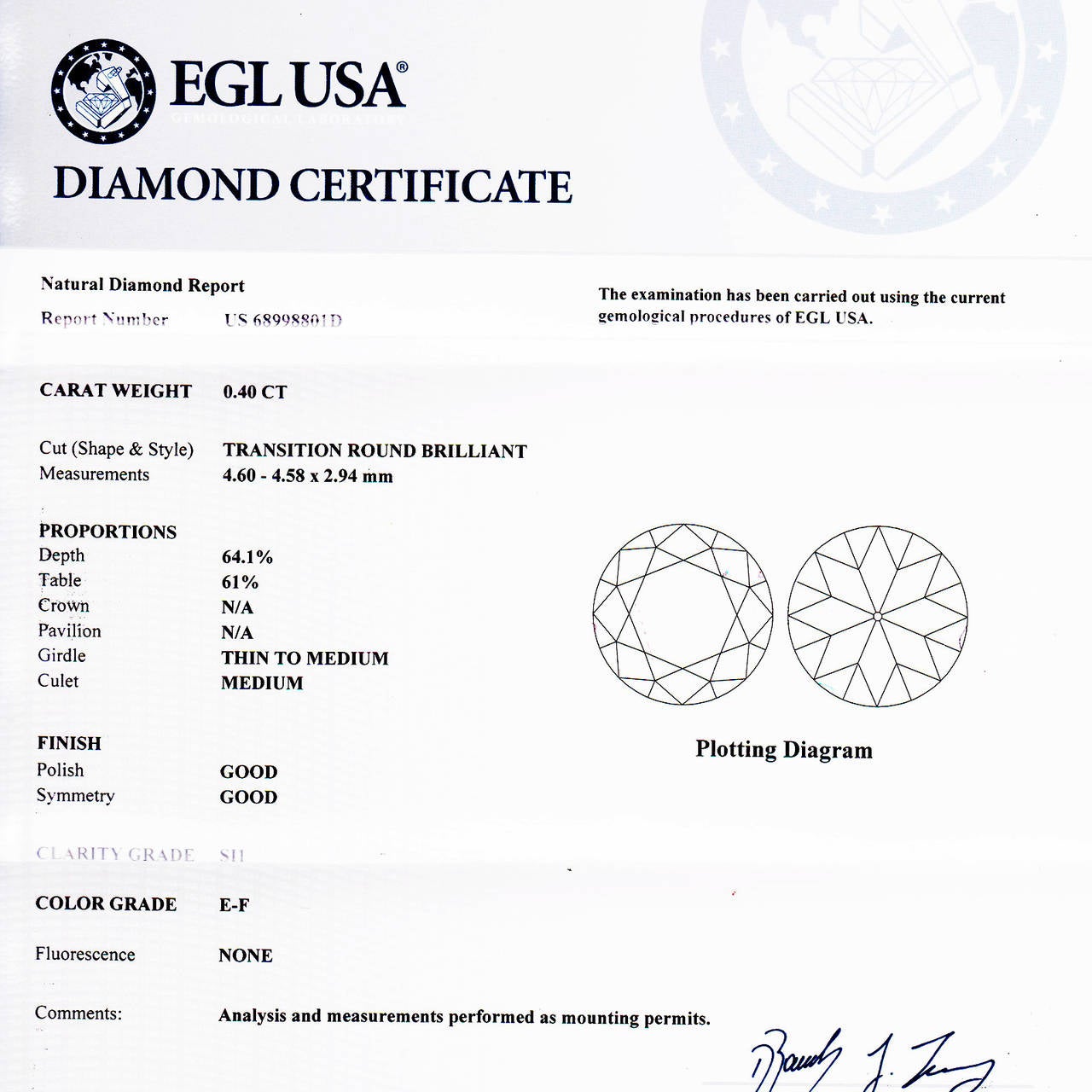 Bague de fiançailles Art déco en or filigrane avec diamants de 0,40 carat certifiés EGL Bon état - En vente à Stamford, CT