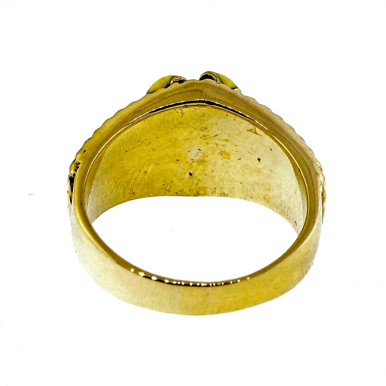 Emerald Yellow Gold Enamel Flower Ring 1