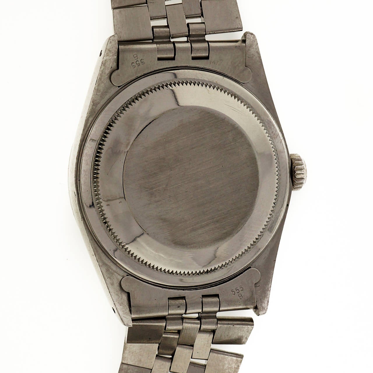 Men's Rolex Stainless Steel Datejust Wristwatch with White Gold Bezel Ref 16220