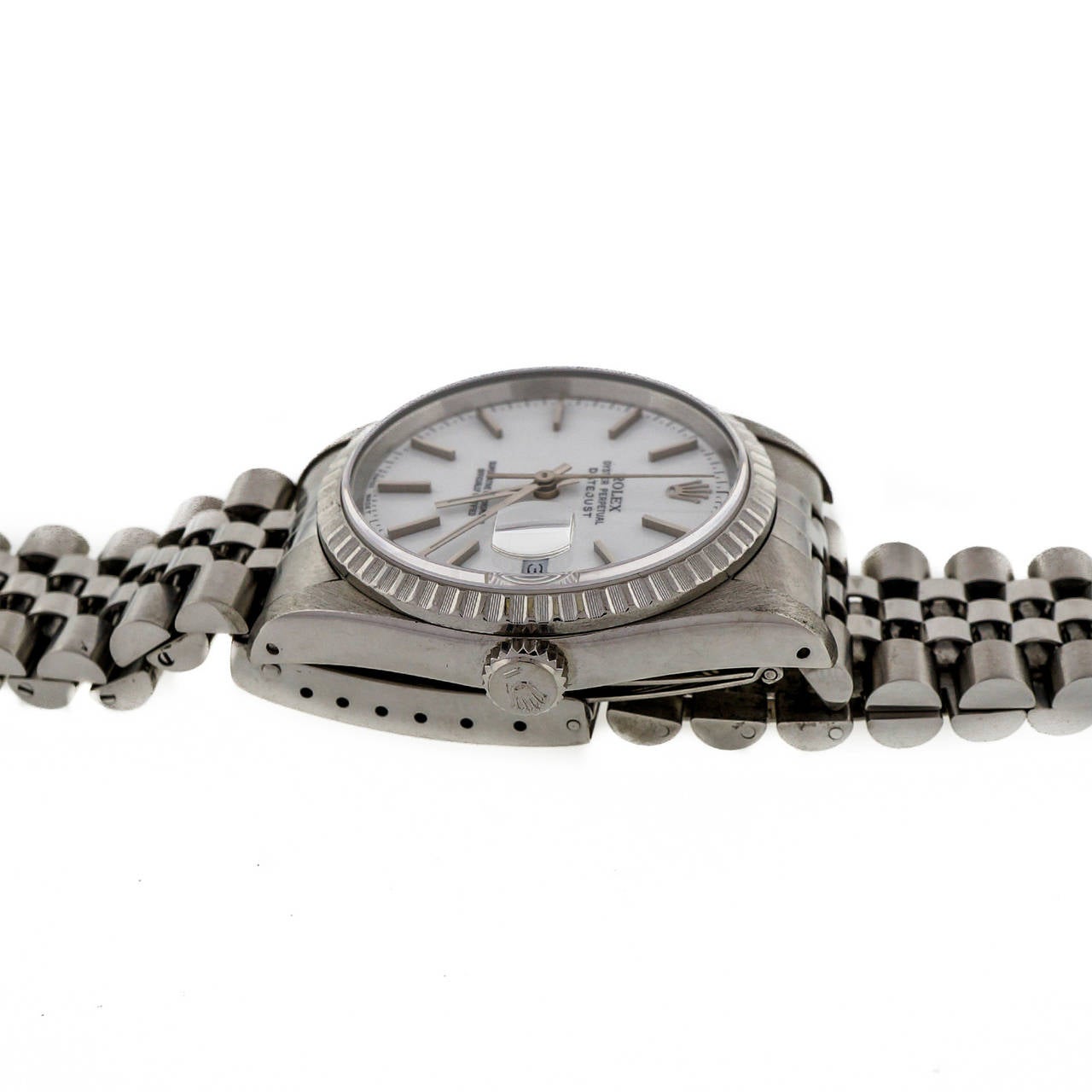 Rolex Stainless Steel Datejust Wristwatch with White Gold Bezel Ref 16220 1